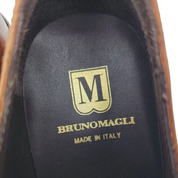 New Bruno Magli Italy Brown Leather Suede Wingtip Oxfords Mens 10M Dress Shoes - Picture 11 of 13